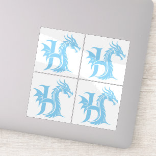 Sticker Lettre de style dragon H, alphabet du dragon, mono