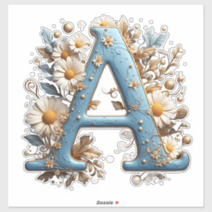 Sticker Lettre Décorative A Avec Émail Bleu
