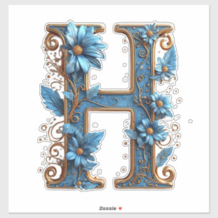 Sticker Lettre Décorative H Avec Émail Bleu