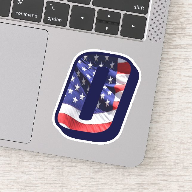 STICKER LETTRE DORLETTRE AMÉRICAINE O INIO USA (Détail)