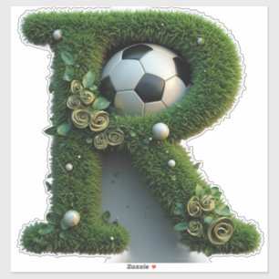 Sticker Lettre en herbe formée avec des ballons de footbal