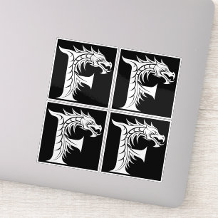 Sticker Lettre F de style dragon, alphabet du dragon, mono