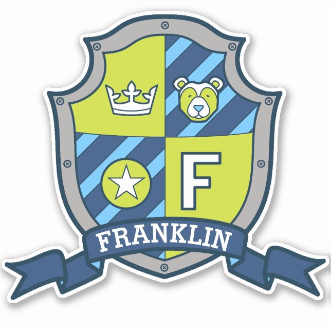 Sticker Lettre F nom personnalisé Franklin chevaliers crêt (Devant)