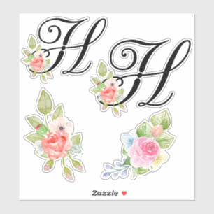 Sticker Lettre florale H de monogramme de manuscrit