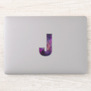 Sticker Lettre Galaxie J de l'espace rose et pourpre