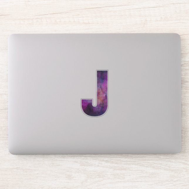 Sticker Lettre Galaxie J de l'espace rose et pourpre (Ordinateur)