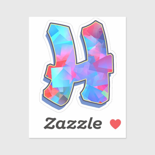 Sticker Lettre H - Color Mix (Feuille)