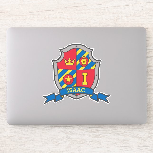 Sticker Lettre I nom personnalisé Isaac lion chevaliers cr (Ordinateur)