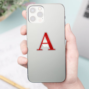 Sticker Lettre initiale de monogramme rouge blanc moderne 