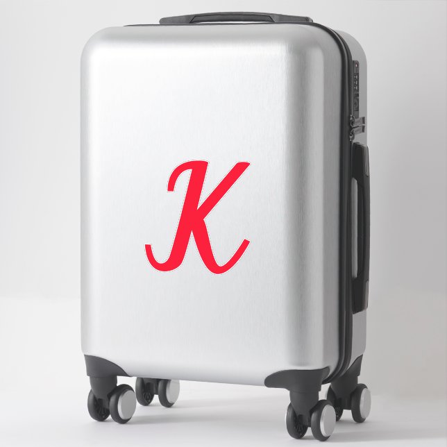Sticker Lettre initiale de monogramme rouge gras Nom perso (Sur valise)
