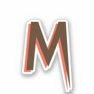 Sticker Lettre initiale de texte Brown 3D moderne Rose S