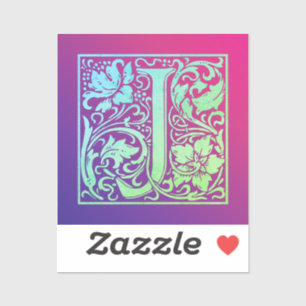 Sticker Lettre J Coloré Vintage Première lettre Gradient