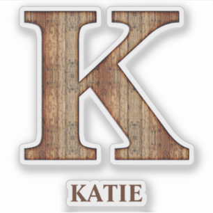 Sticker Lettre K bois texture avec nom personnalisé Sticke