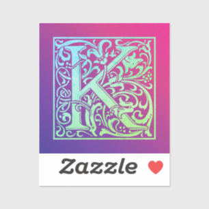 Sticker Lettre K Coloré Vintage Première lettre Gradient