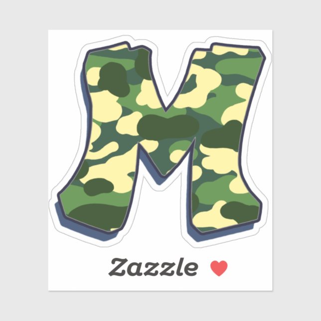 Sticker Lettre M - Camo Green (Feuille)