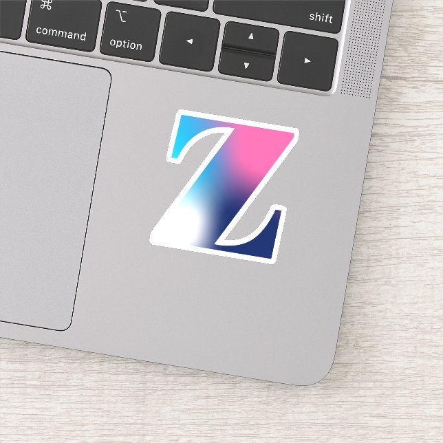 Sticker Lettre majuscule Z Monogramme Gradié rose bleu bla (Détail)