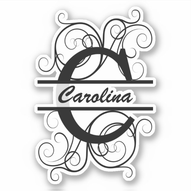 Sticker Lettre monogramme avec tourbillons ; espace pour v (Devant)