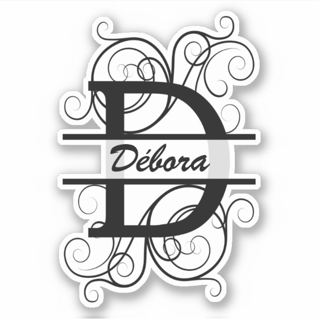 Sticker Lettre monogramme avec tourbillons ; espace pour v (Devant)