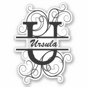 Sticker Lettre monogramme avec tourbillons ; espace pour v