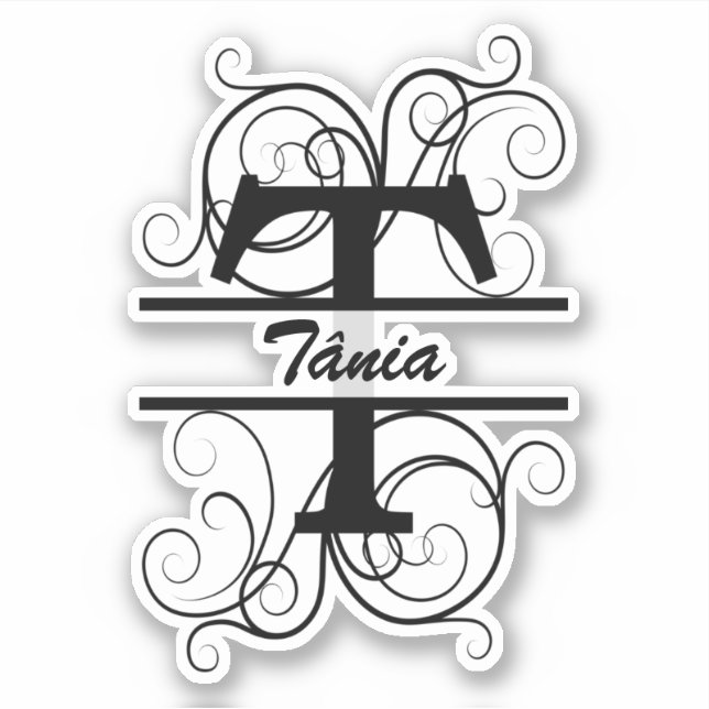 Sticker Lettre monogramme avec tourbillons ; espace pour v (Devant)