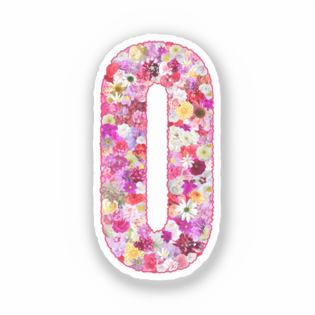 Sticker Lettre O Monogramme Botanique Fleurs Roses Pour El (Recto)