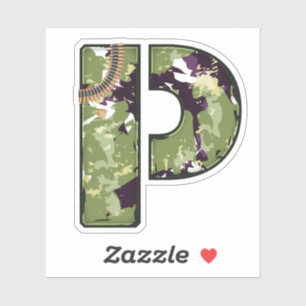 Sticker Lettre P avec texture de camouflage militaire
