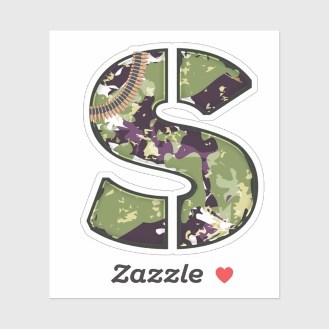 Sticker Lettre S avec texture de camouflage militaire (Feuille)