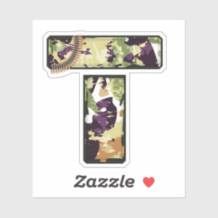 Sticker Lettre T avec texture de camouflage militaire