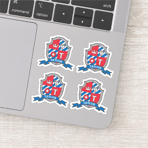 Sticker Lettre T nom personnalisé Samuel loup chien cheva