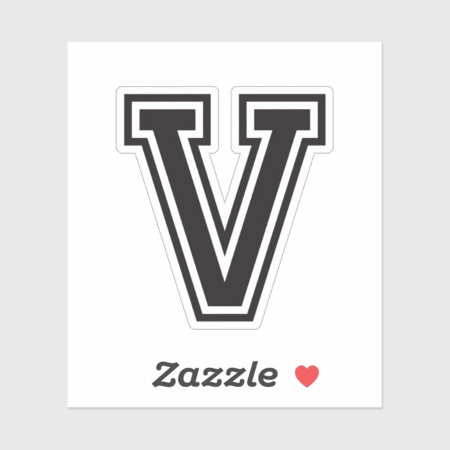 Sticker Lettre V sporty college alphabet de police (Feuille)