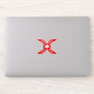 Sticker Lettre X Pixel Moderne avec Croix Médicale 
