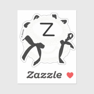 Sticker Lettre Z initiale noir et blanc ruban vintage gâte
