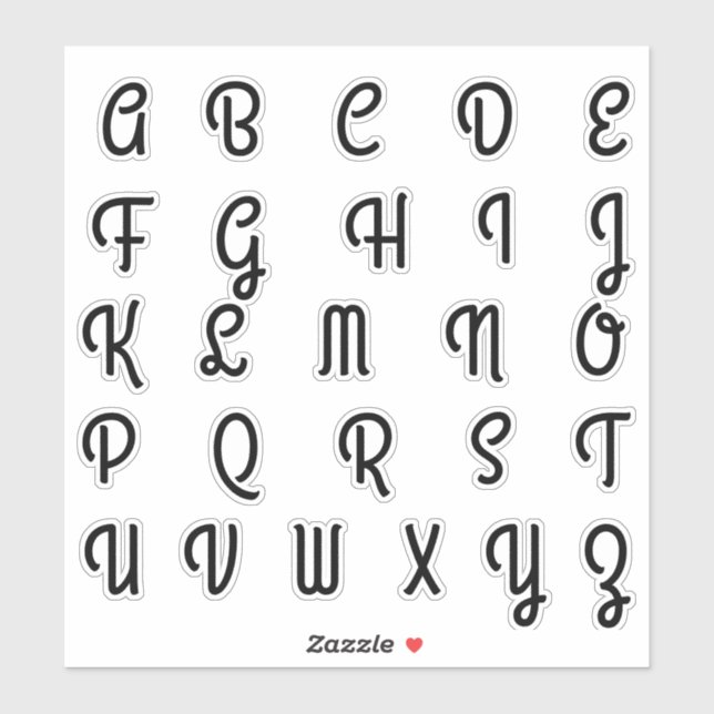 Sticker Lettres alphabétiques monogrammes initiales (Feuille)