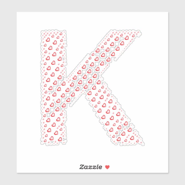 STICKER LETTRES COMPOSÉES DE CŒURS (Feuille)