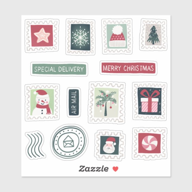 Sticker Lettres de Noël à Père Noël Timbres Feuille d'auto (Feuille)