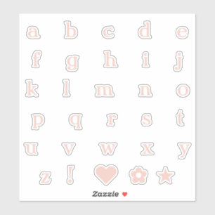 Sticker Lettres de texte Coque inférieur rose pâle Alphabe