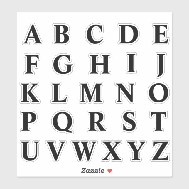 Sticker Lettres Initiales Monogramme Alphabet (Feuille)