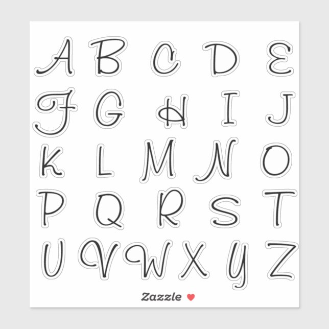 Sticker Lettres Initiales Monogramme Alphabet (Feuille)