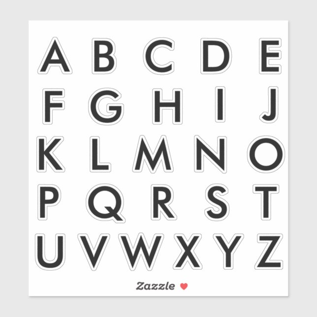 Sticker Lettres Initiales Monogramme Alphabet (Feuille)