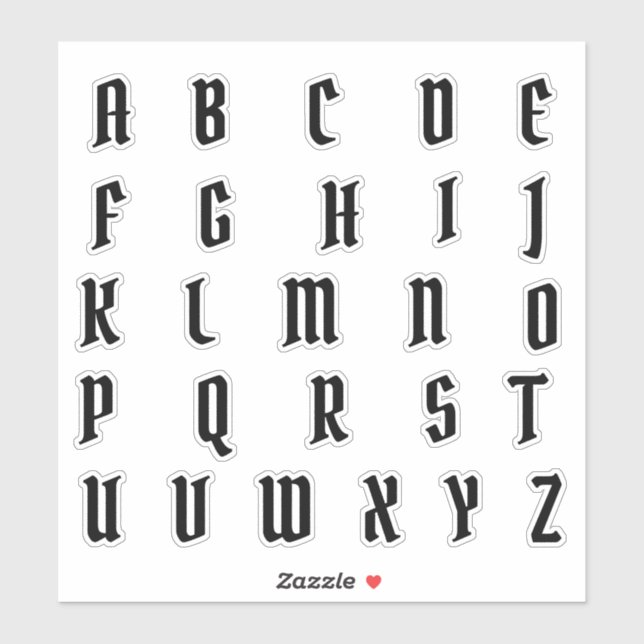 Sticker Lettres Initiales Monogramme Alphabet (Feuille)