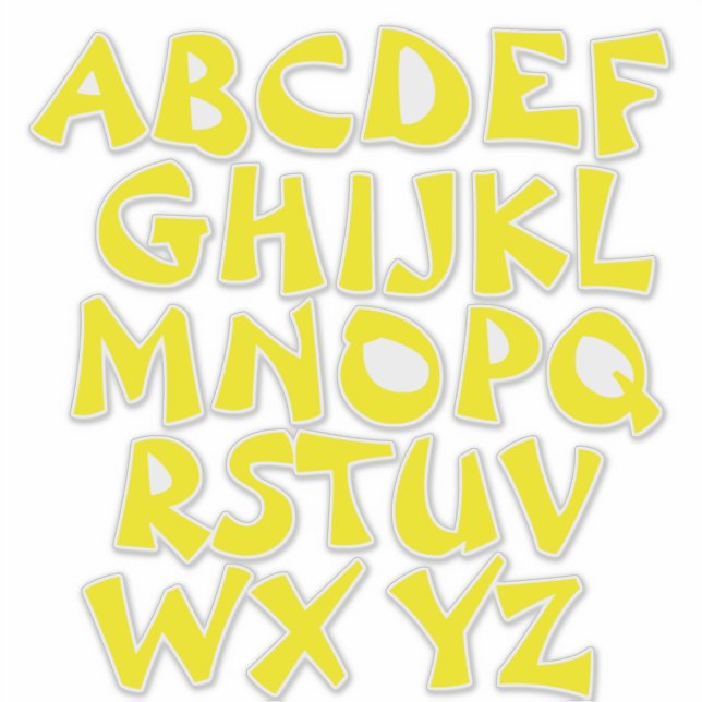 Sticker Lettres jaunes Paroi Alphabet transparent (Devant)