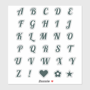 Sticker Lettres Monogrammes initiales de l'alphabet vert d