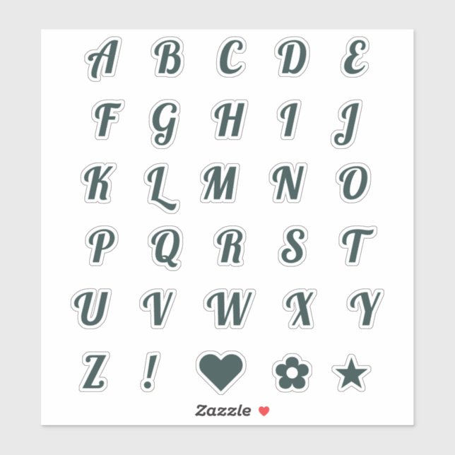 Sticker Lettres Monogrammes initiales de l'alphabet vert d (Feuille)