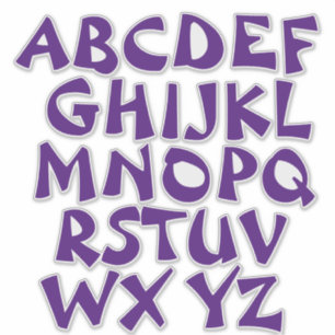 Sticker Lettres violettes Paroi Alphabet Transparent