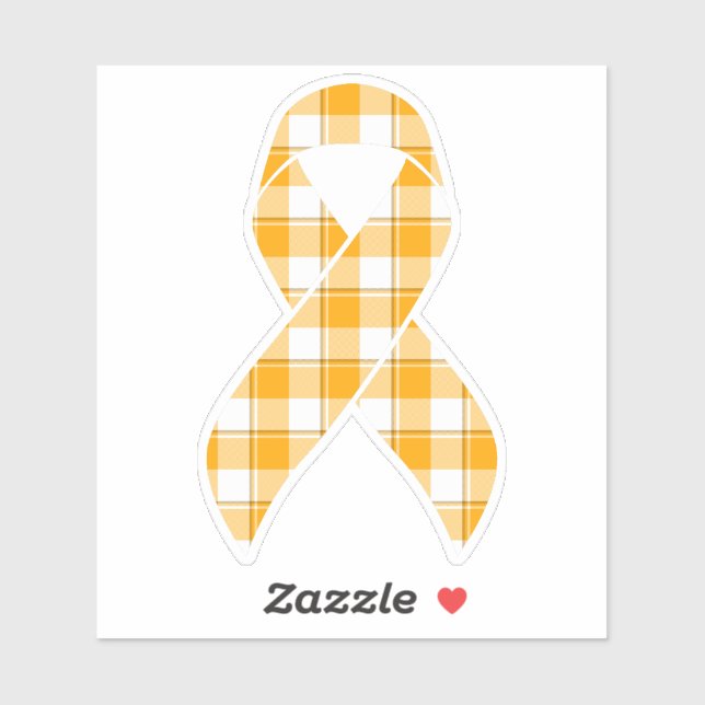 Sticker Leukemia Awareness Plaid Orange Ribbon (Feuille)