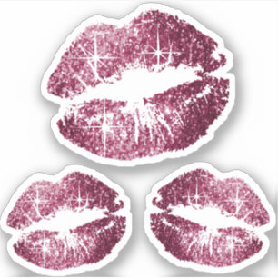 Sticker Lèvres à Parties scintillant rouge vin - Kiss-Cu