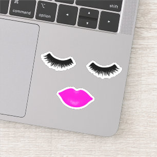 Sticker Lèvres et cils rose