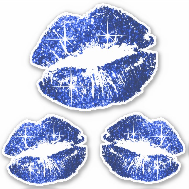 Sticker Lèvres Parties scintillant bleues - Kiss-Cut (Devant)