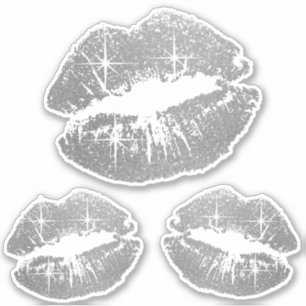 Sticker Lèvres Parties scintillant en argent - Kiss-Cut