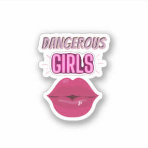 Sticker Lèvres violettes et filles dangereuses typographie